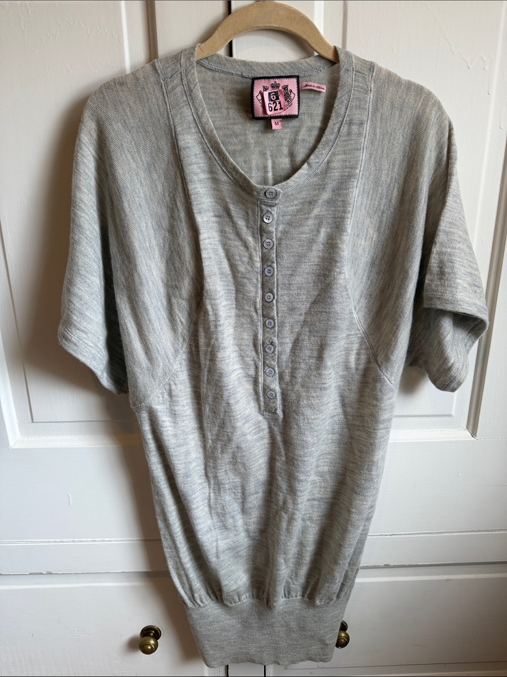 Juicy Couture Merino Wool Light Gray Short-Sleeve Tunic